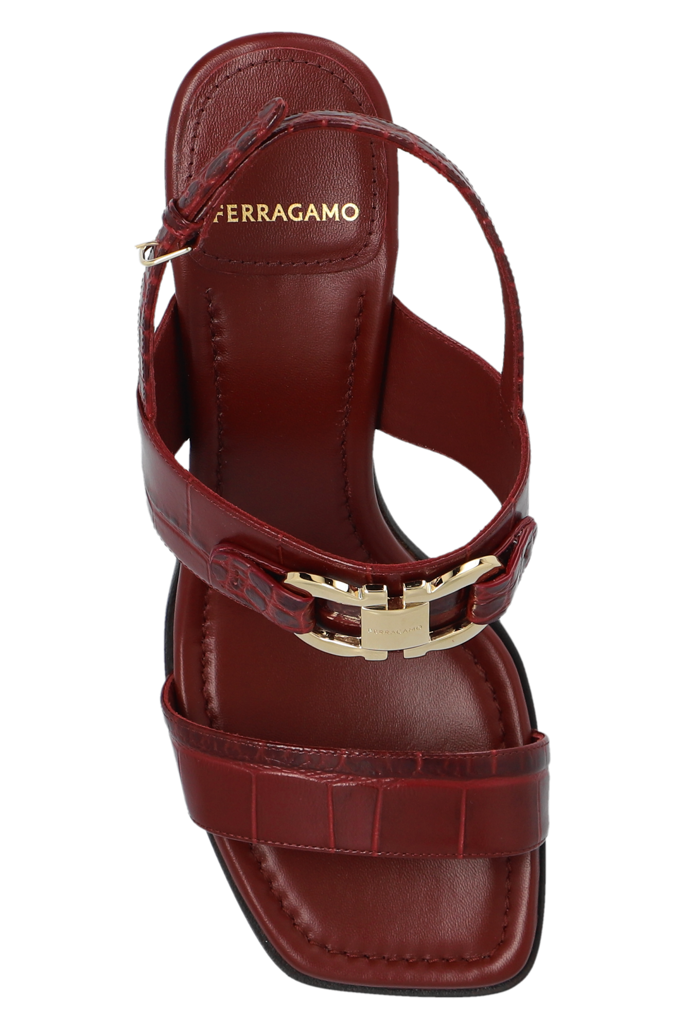 安価 ワタナベ Burgundy 'Lou' FERRAGAMO sandals heeled キャラクター